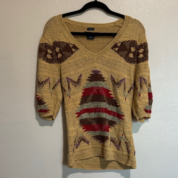 Ralph Lauren Sweaters - Ralph Lauren Gold and Brown linen, cotton and silk blend  V-Neck Sweater